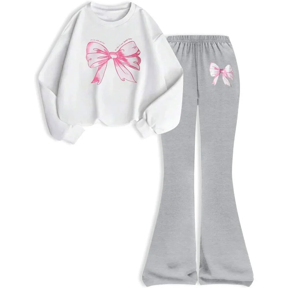 Toddler Kid Girls Clothes Butterfly Sweatshirt & Flare Leg Pants Fall Winter for
